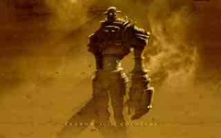 colossus standing in mist and smoke