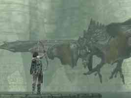 wander shooting arrow at flying colossus