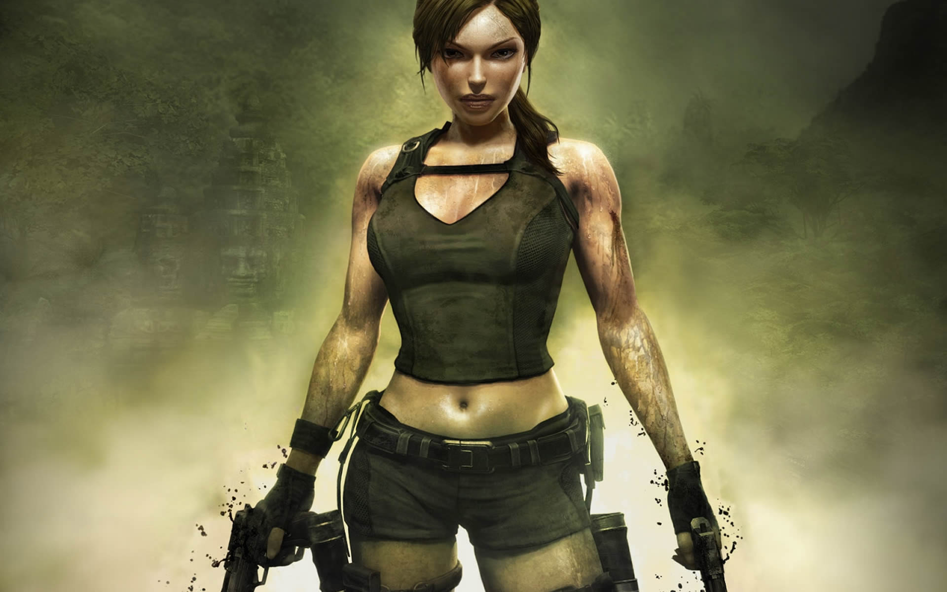 Lara Croft With Dual Pistols Tomb Raider Wallpaper