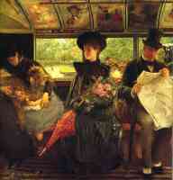 on victorian tram interior with roses