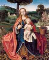 the virgin and child in a landscape