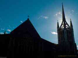 faversham church sunlit from behind