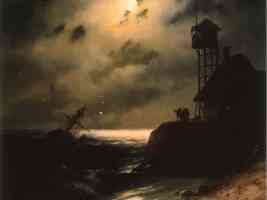 Moonlit Seascape With Ship