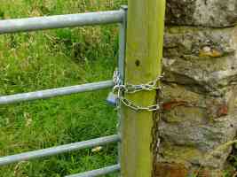 padlocked farm gate