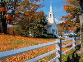 church in fall splendor new england