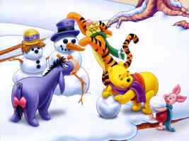 winnie the poo and frineds making a snowman