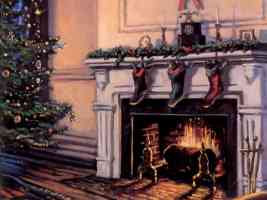 christmas fireplace and stockings