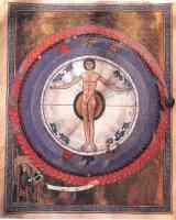 13th century arcane illustration of cosmic man