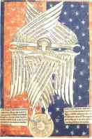 13th century drawing of six winged cherub