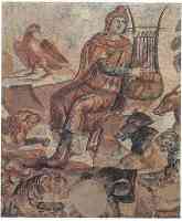 mosaic of orpheus charming animals playing his lyre