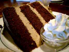 chocolate and coffee cake with cream