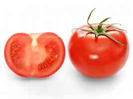Bright red tomato and cross section
