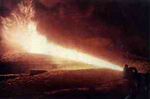 Flame thrower in fight against a bunker