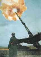 German 28cm railway gun in action