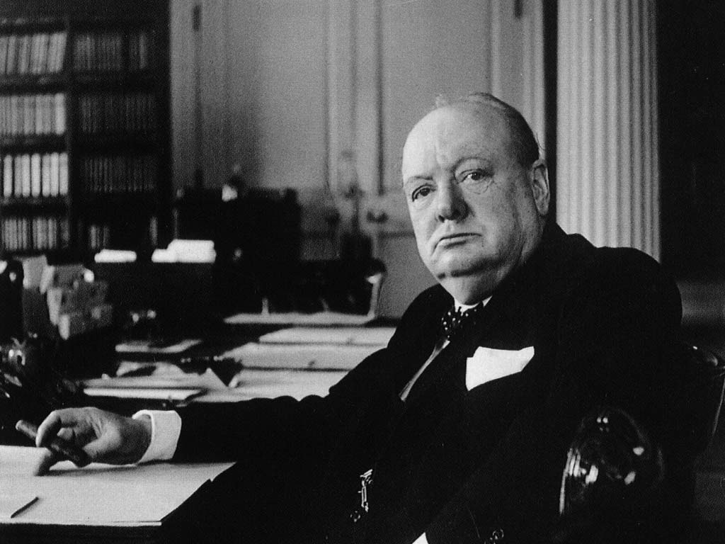 Winstone Churchill Sitting At Desk - World War Two Wallpaper