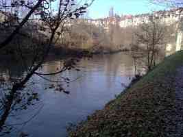 Basse Ville Fribourg at riverbank