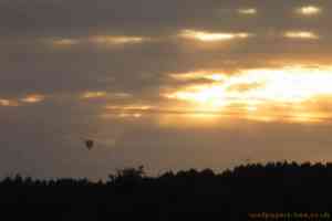 golden sky and hot air balloon