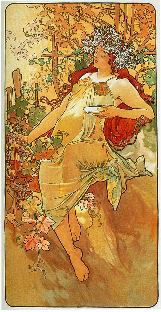 The Seasons Autumn Alphonse Mucha Wallpaper Image