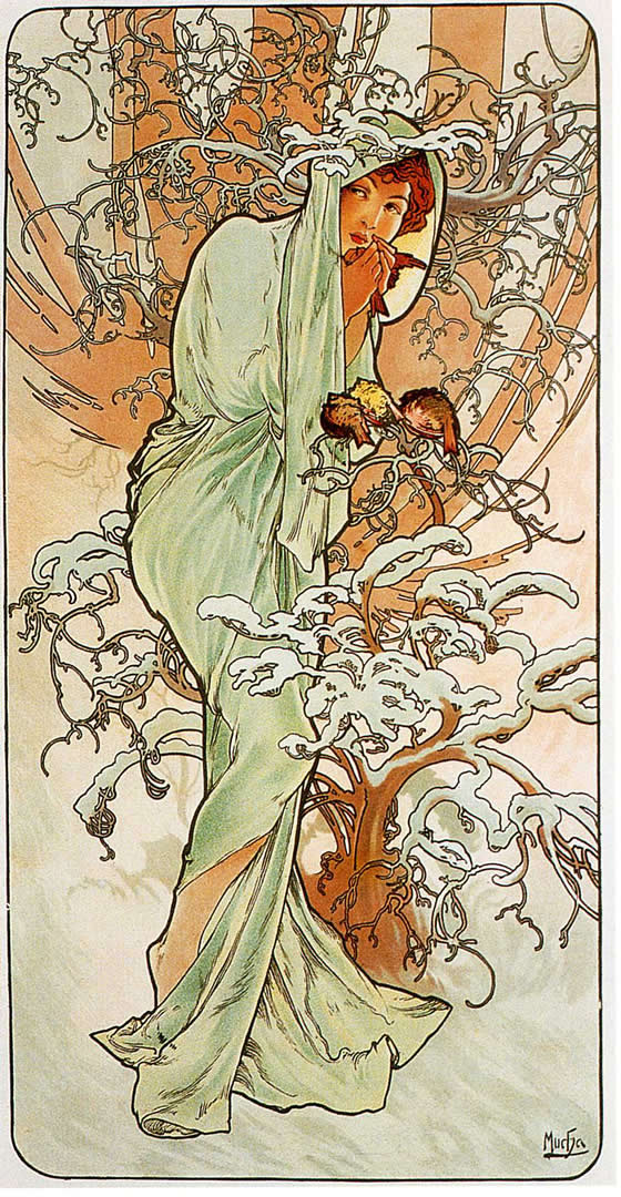 The Seasons Winter Alphonse Mucha Wallpaper Image