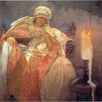 woman with a burning candle