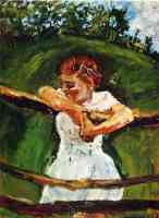 young girl at fence