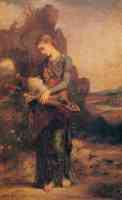 thracian girl carrying the head of orpheus on his lyre 1865
