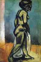 standing model nude in blue