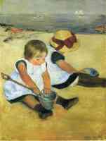 children on the shore