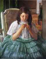 francoise in green sewing