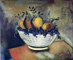 still life with bowl of fruit