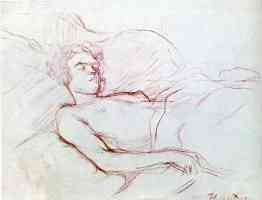 sketch of person in bed