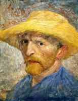 self portrait in straw hat