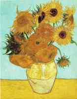 still life vase with twelve sunflowers