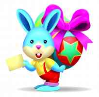 easter bunny with a letter carrying a big egg