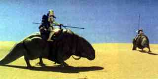 stormtroopers riding dewbacks on tatooine