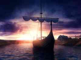 longboat at dusk