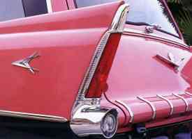 1956 Plymouth Station Wagon Tail Fin Detail with Forward Look Badge