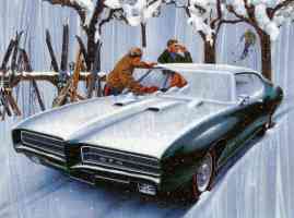 1969 Pontiac GTO Sport Coupe Winter Scene Art Work