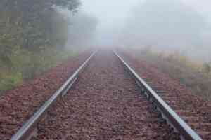 rails in fog