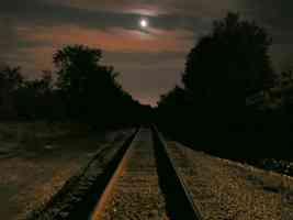 train track in the moonlight