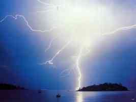 blinding lightning over lake